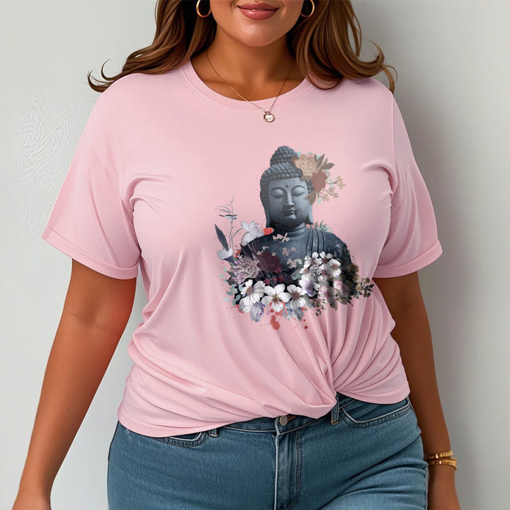 Buddha Stones  Colorful Flowers Surrounding Buddha Pattern Tee T-shirt - image 13