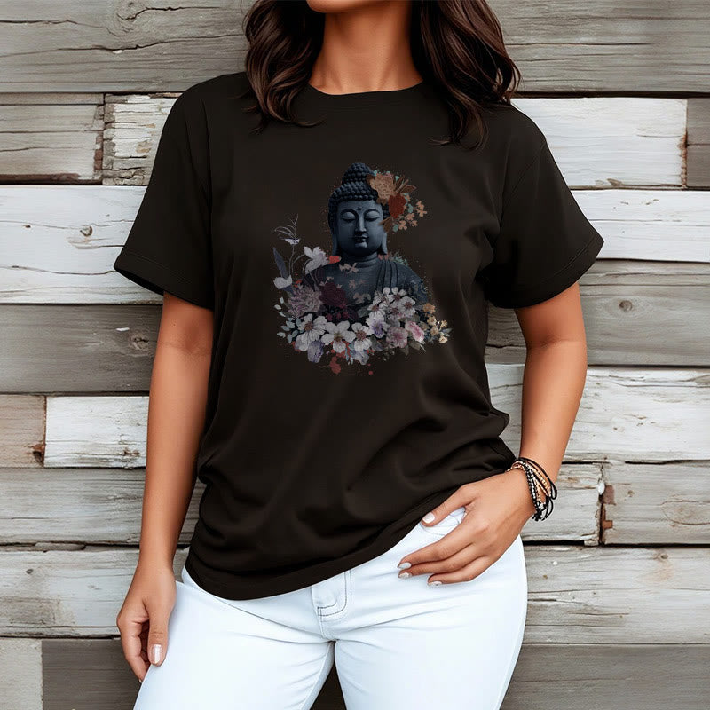 Buddha Stones  Colorful Flowers Surrounding Buddha Pattern Tee T-shirt - image 7