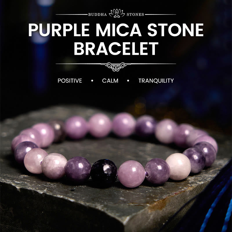 Buddha Stones Purple Mica Stone Positive Bracelet - Purple Mica Stone(Wrist Circumference: 14-16cm) - 8mm - image 0
