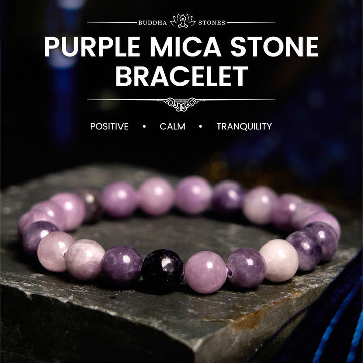 Buddha Stones Purple Mica Stone Positive Bracelet - Purple Mica Stone(Wrist Circumference: 14-16cm) - 8mm - image 0