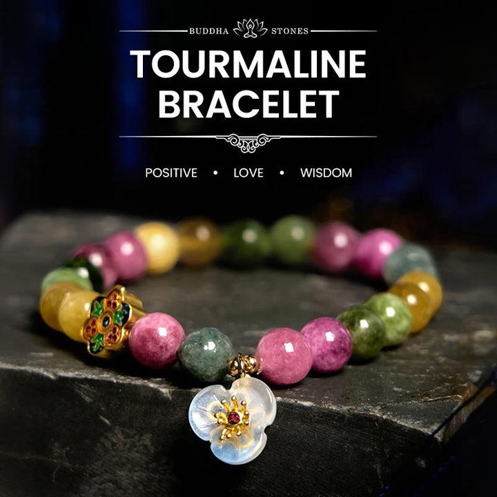 Buddha Stones Tourmaline Wisdom Flower Bracelet - Tourmaline(Wrist Circumference: 14-16cm) - image 0