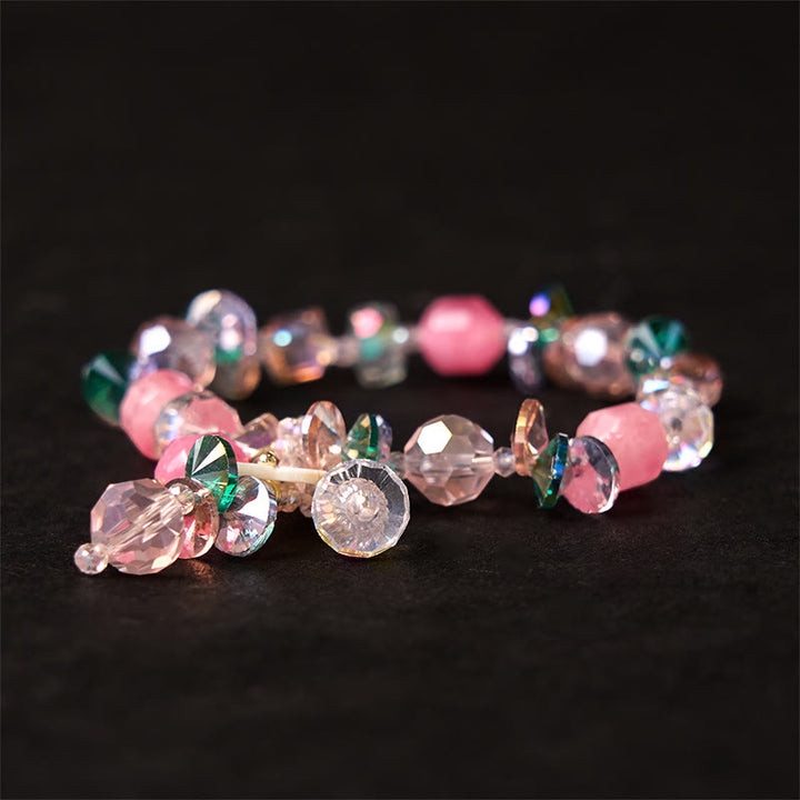 Buddha Stones Pink Crystal Green Crystal White Crystal Flower Warmth Bracelet - image 8