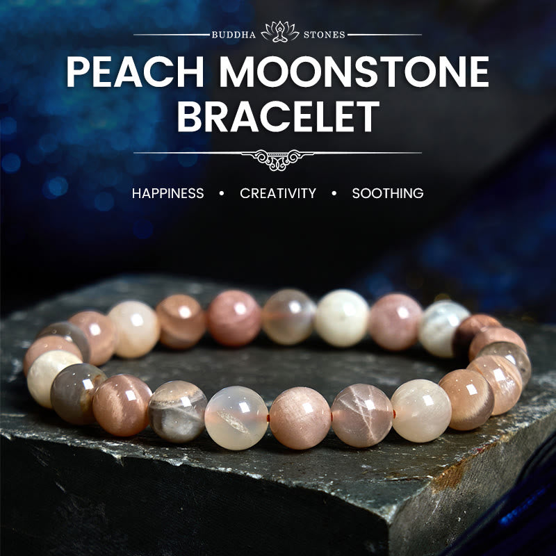 Buddha Stones Peach Moonstone Healing Bracelet - Peach Moonstone(Wrist Circumference: 14-16cm) - image 0