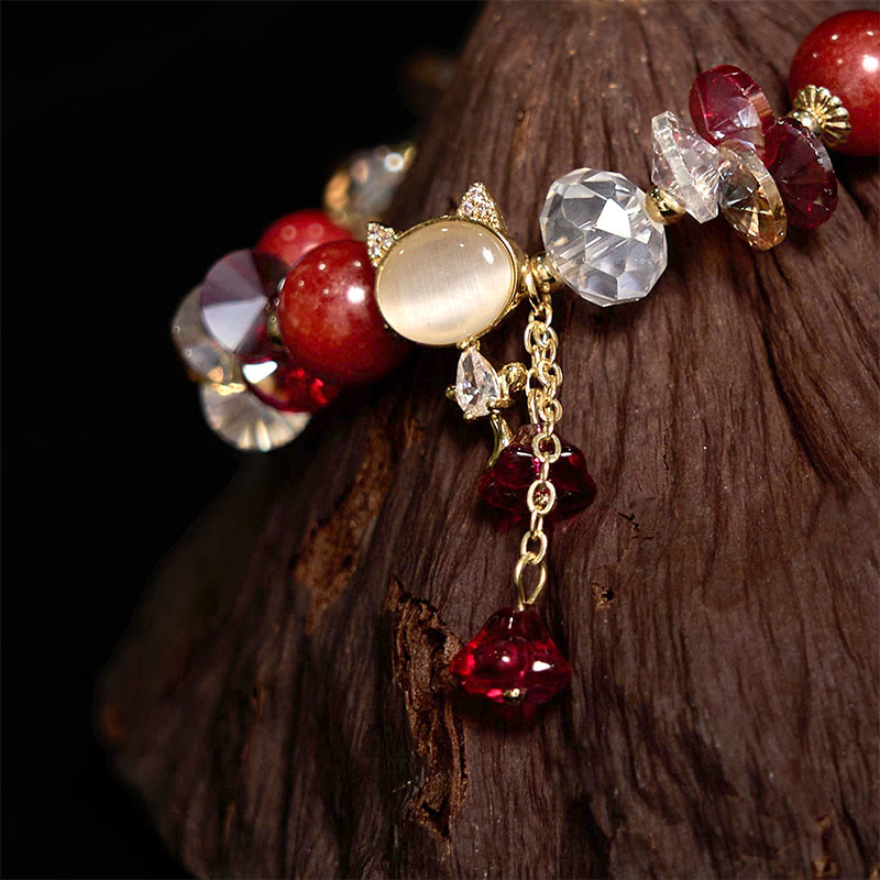 Buddha Stones Amethyst Green Crystal Red Crystal Cat Balance Bracelet - image 16