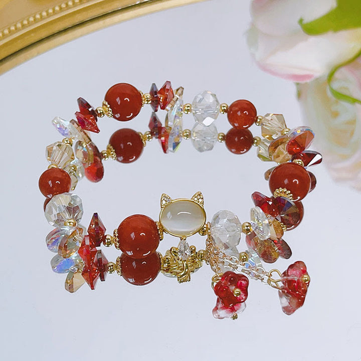 Buddha Stones Amethyst Green Crystal Red Crystal Cat Balance Bracelet - image 19