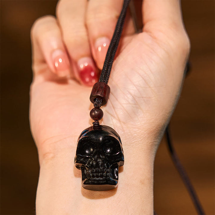 Buddha Stones Black Obsidian String Skeleton Fulfilment Necklace Pendant - image 4