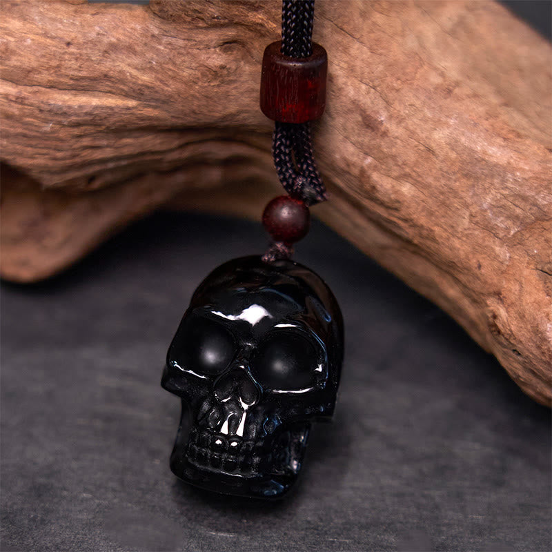 Buddha Stones Black Obsidian String Skeleton Fulfilment Necklace Pendant - image 3