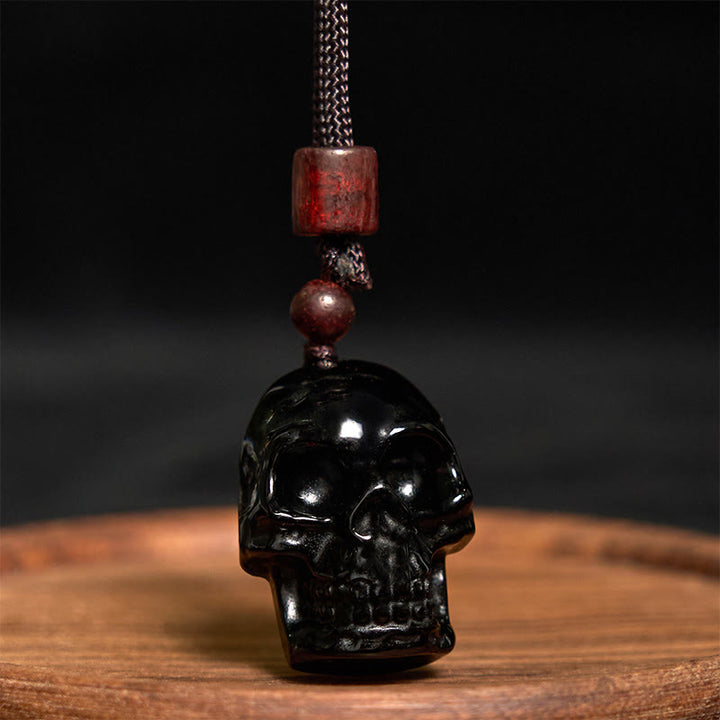 Buddha Stones Black Obsidian String Skeleton Fulfilment Necklace Pendant - image 9