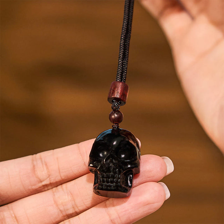 Buddha Stones Black Obsidian String Skeleton Fulfilment Necklace Pendant - image 7