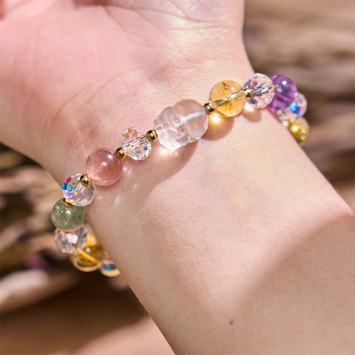 Buddha Stones PiXiu White Crystal Citrine Green Strawberry Quartz Amethyst Luck Bracelet - image 4