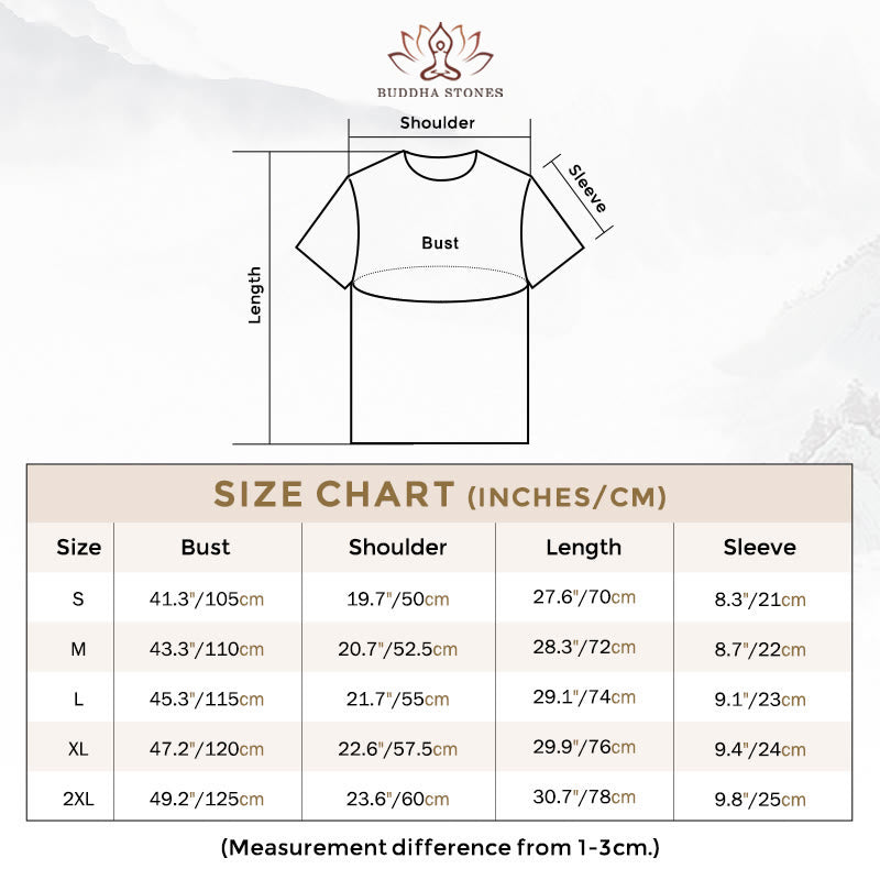 Buddha Stones Boat Fishing Grass Pattern Cotton Tee T-shirt - image 1