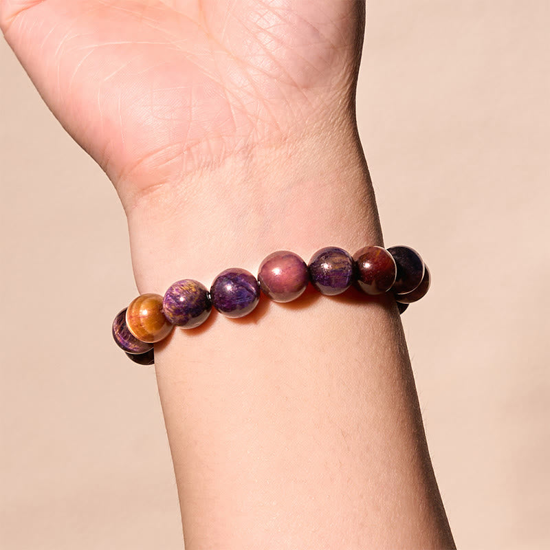 Buddha Stones Natural Purple Tiger Eye Protection Strength Bracelet - image 4