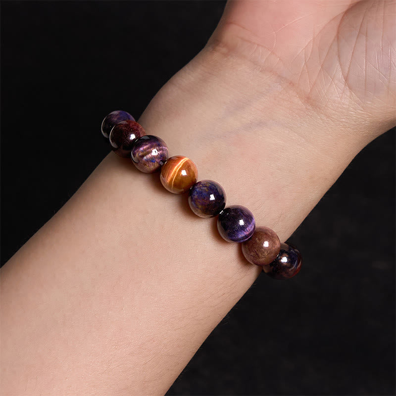 Buddha Stones Natural Purple Tiger Eye Protection Strength Bracelet - image 3