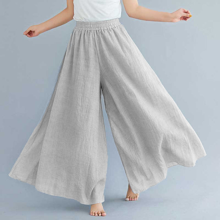 Buddha Stones Women Casual Loose Cotton Linen Wide Leg Pants For Yoga Dance - Light Gray - US2,UK/AU6,EU34 (M) - image 30