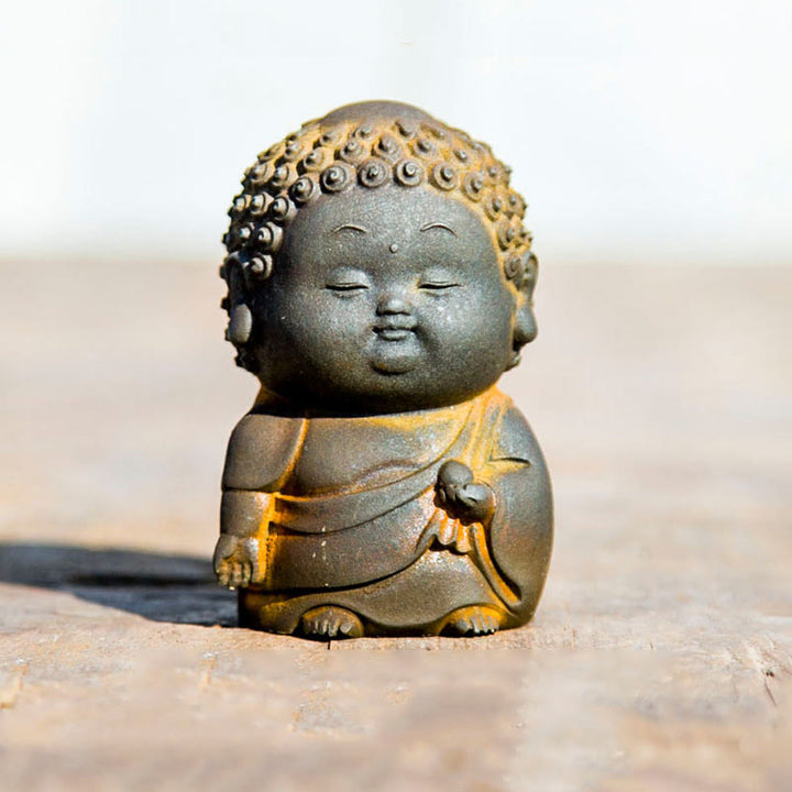 Buddha Stones Small Standing Lying Sitting Cute Buddha Iron Powder Rust Cast Resin Statue Home Decoration - Standing Buddha 7.5*4.5*4.5cm - image 9