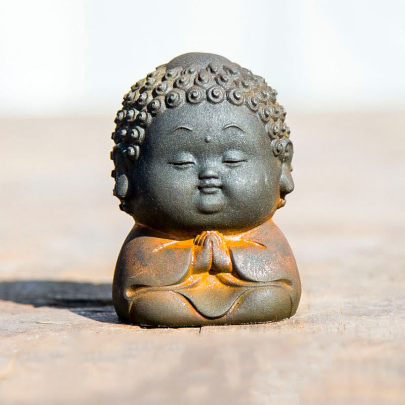 Buddha Stones Small Standing Lying Sitting Cute Buddha Iron Powder Rust Cast Resin Statue Home Decoration - Sitting Buddha 6.5*4.6*4.5cm - image 17