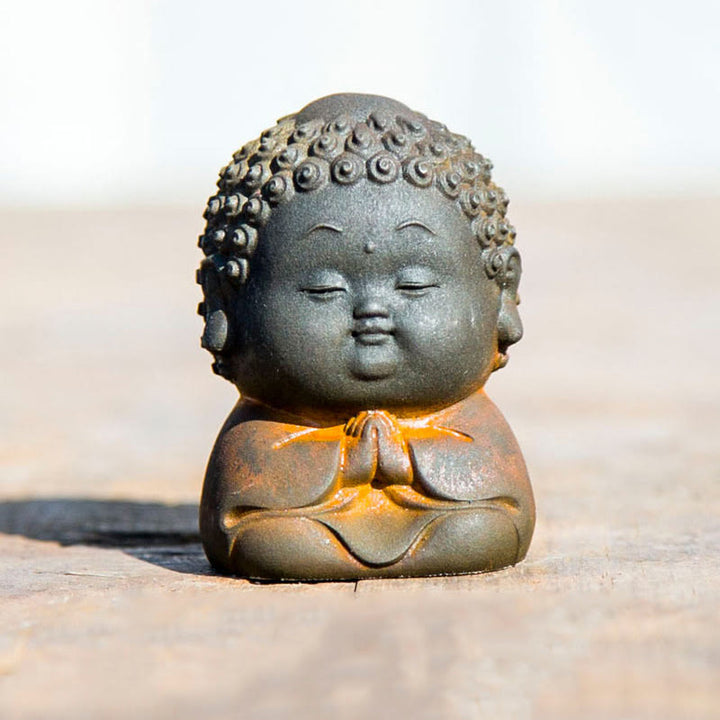 Buddha Stones Small Standing Lying Sitting Cute Buddha Iron Powder Rust Cast Resin Statue Home Decoration - Sitting Buddha 6.5*4.6*4.5cm - image 17