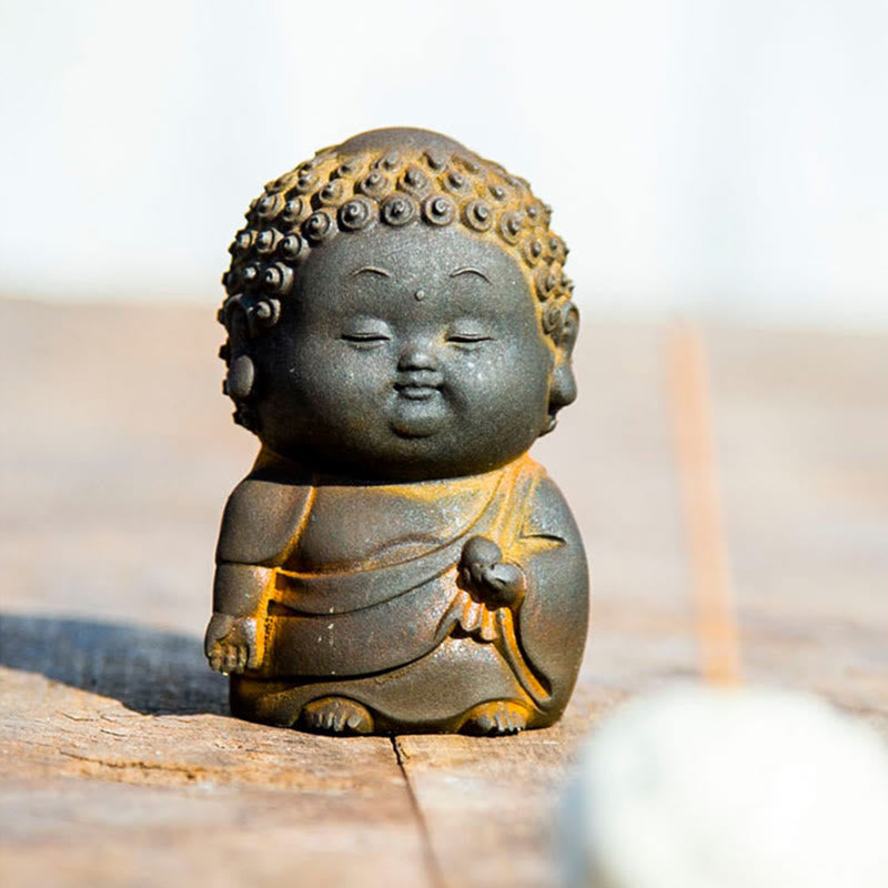 Buddha Stones Small Standing Lying Sitting Cute Buddha Iron Powder Rust Cast Resin Statue Home Decoration - image 12