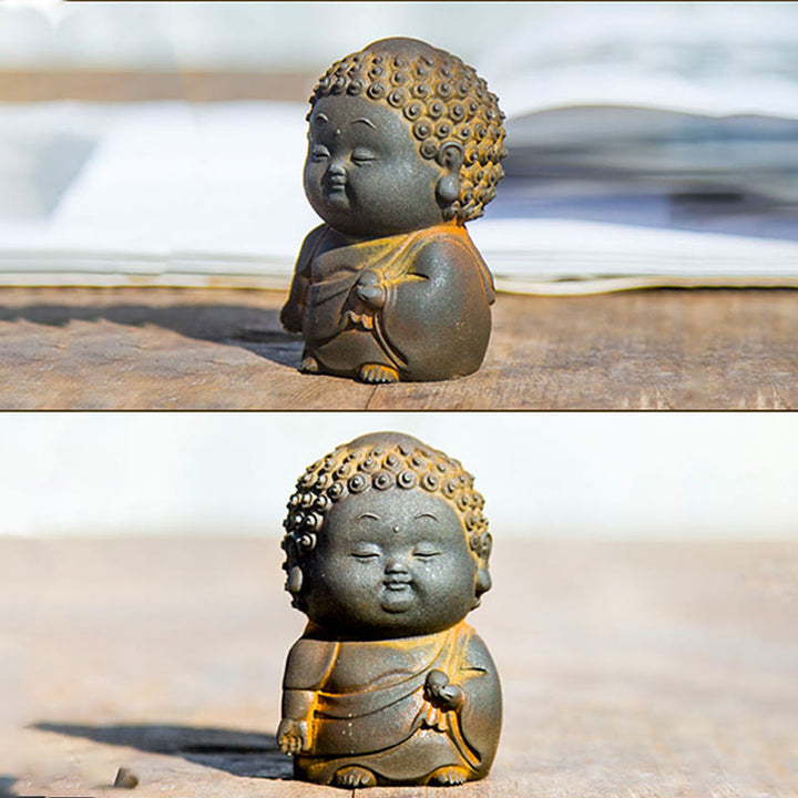 Buddha Stones Small Standing Lying Sitting Cute Buddha Iron Powder Rust Cast Resin Statue Home Decoration - image 14
