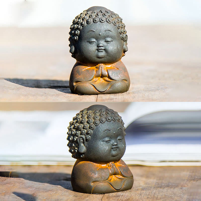 Buddha Stones Small Standing Lying Sitting Cute Buddha Iron Powder Rust Cast Resin Statue Home Decoration - image 20