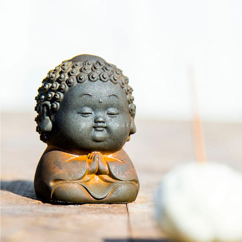 Buddha Stones Small Standing Lying Sitting Cute Buddha Iron Powder Rust Cast Resin Statue Home Decoration - image 18