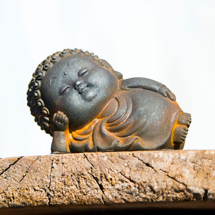 Buddha Stones Small Standing Lying Sitting Cute Buddha Iron Powder Rust Cast Resin Statue Home Decoration - image 16