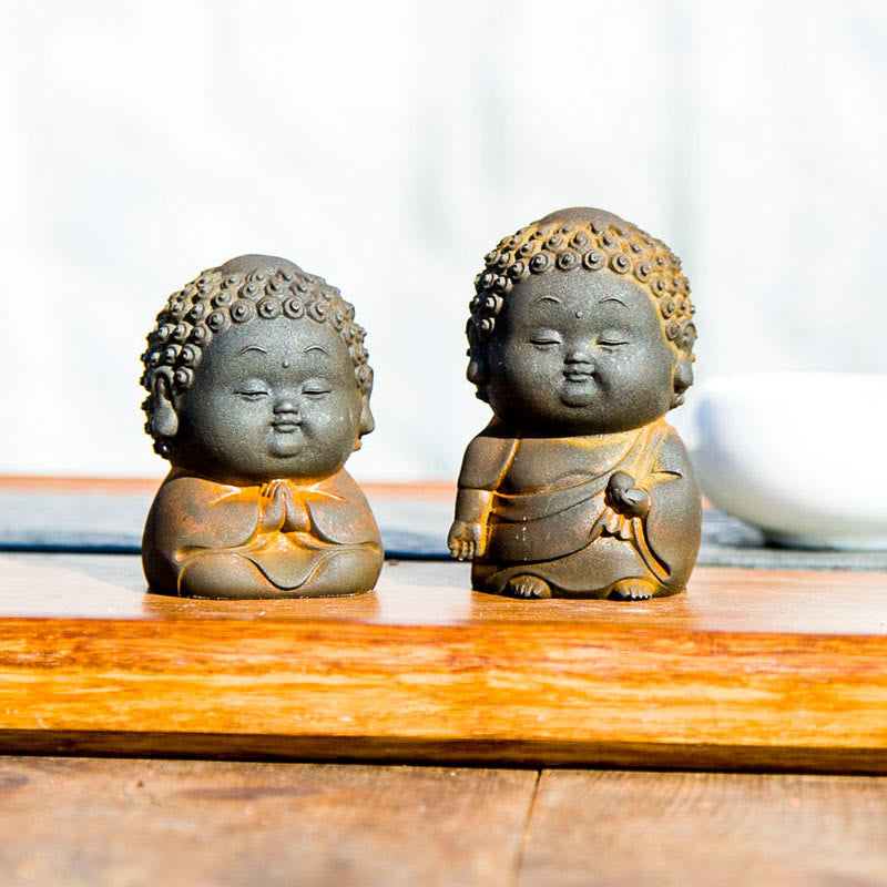 Buddha Stones Small Standing Lying Sitting Cute Buddha Iron Powder Rust Cast Resin Statue Home Decoration - image 5