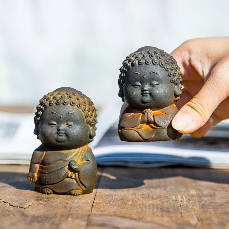 Buddha Stones Small Standing Lying Sitting Cute Buddha Iron Powder Rust Cast Resin Statue Home Decoration - image 3