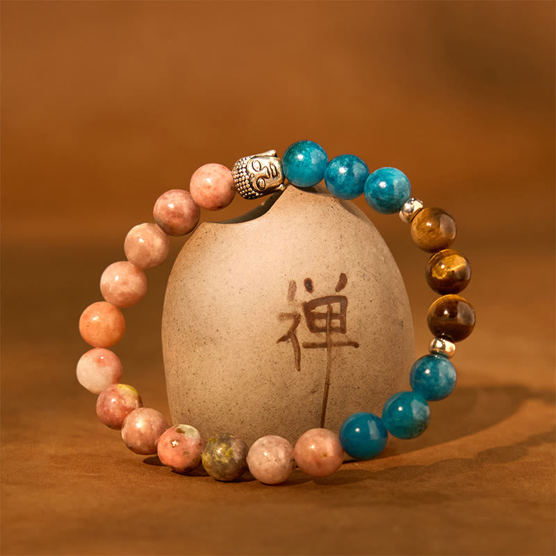 Buddha Stones Natural Black Onyx White Stone Green Aventurine Tiger Eye Agate Mixed Color Buddha Head Protection Bracelet - image 32