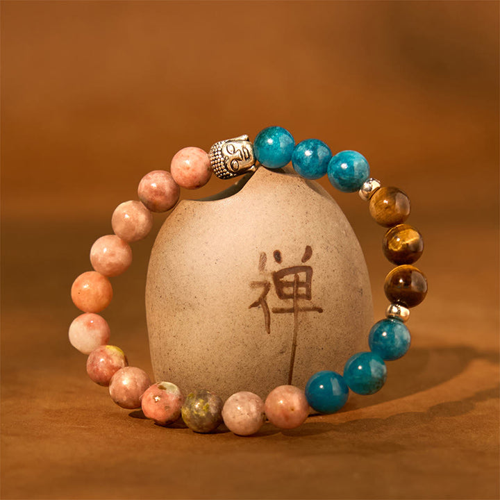 Buddha Stones Natural Black Onyx White Stone Green Aventurine Tiger Eye Agate Mixed Color Buddha Head Protection Bracelet - image 32