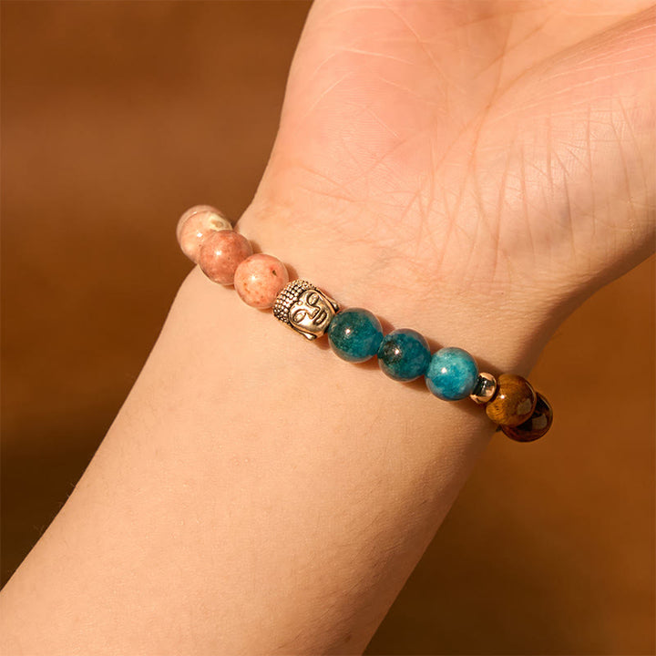 Buddha Stones Natural Black Onyx White Stone Green Aventurine Tiger Eye Agate Mixed Color Buddha Head Protection Bracelet - image 33