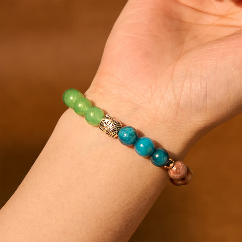 Buddha Stones Natural Black Onyx White Stone Green Aventurine Tiger Eye Agate Mixed Color Buddha Head Protection Bracelet - image 12