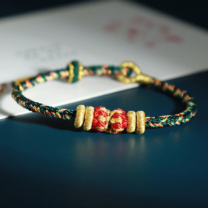 Buddha Stones Chinese Zodiac Natal Buddha Colorful Strings Luck Bracelet - Rabbit-Manjushri Bodhisattva(Wrist Circumference: 15-18cm) - image 11