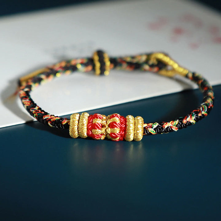 Buddha Stones Chinese Zodiac Natal Buddha Colorful Strings Luck Bracelet - Rooster-Acalanatha(Wrist Circumference: 15-18cm) - image 17