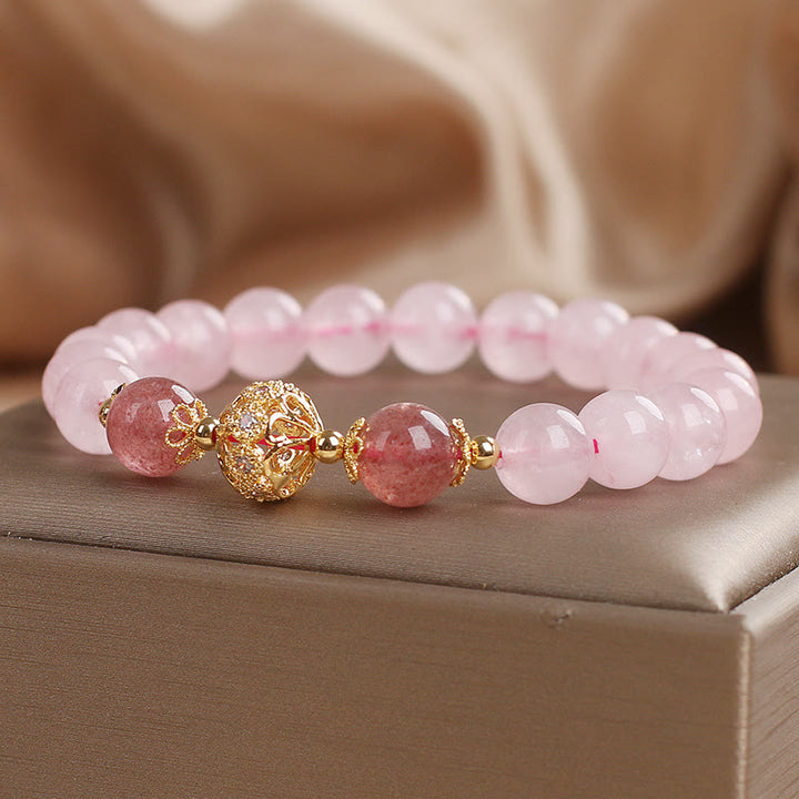 Buddha Stones Pink Crystal Strawberry Quartz Love Bracelet - image 2
