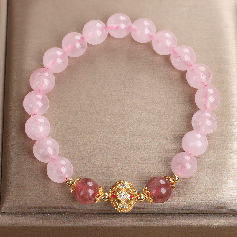 Buddha Stones Pink Crystal Strawberry Quartz Love Bracelet - image 7
