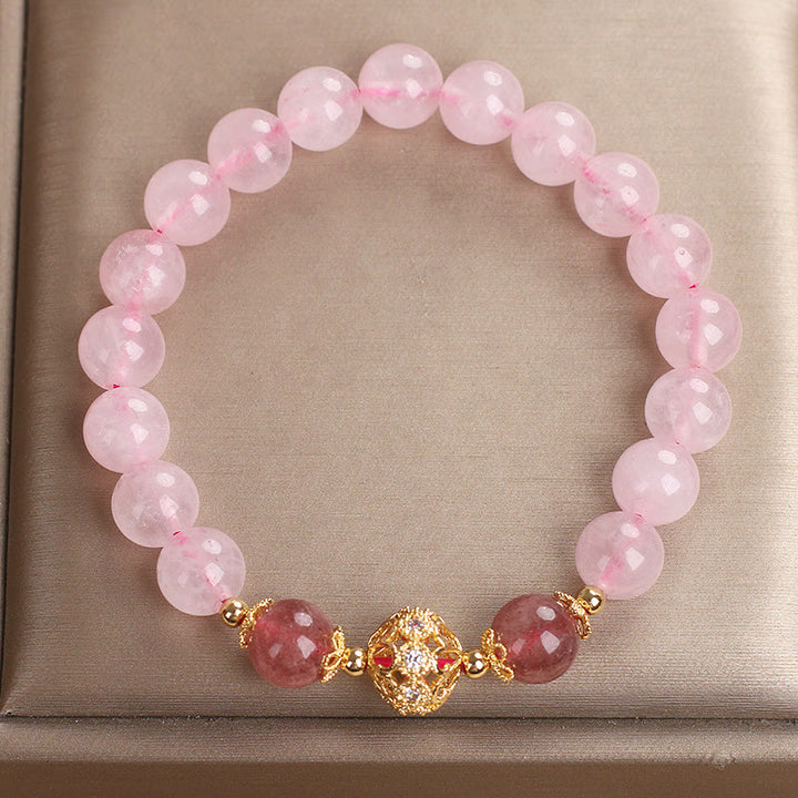 Buddha Stones Pink Crystal Strawberry Quartz Love Bracelet - image 7