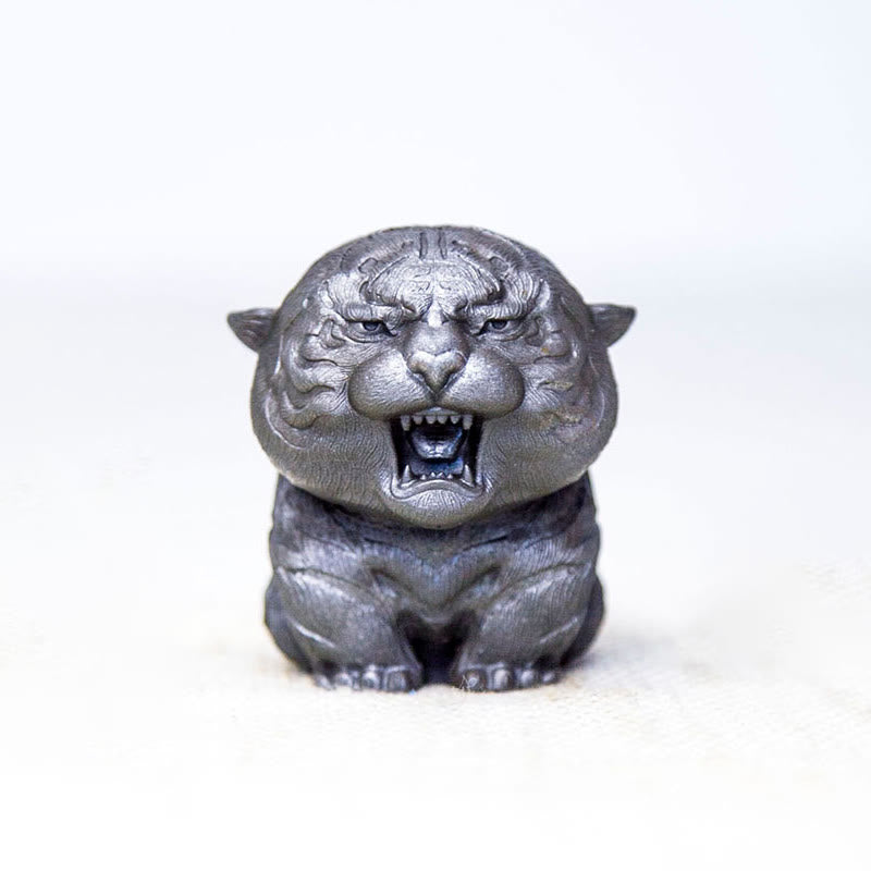 Buddha Stones Handmade Mini Roaring Tiger Iron Powder Rust Cast Resin Statue Home Decoration - Polished Version 7.5*5.5cm - image 17