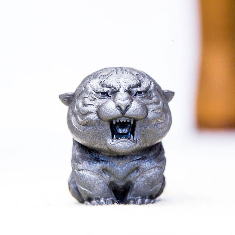 Buddha Stones Handmade Mini Roaring Tiger Iron Powder Rust Cast Resin Statue Home Decoration - image 19