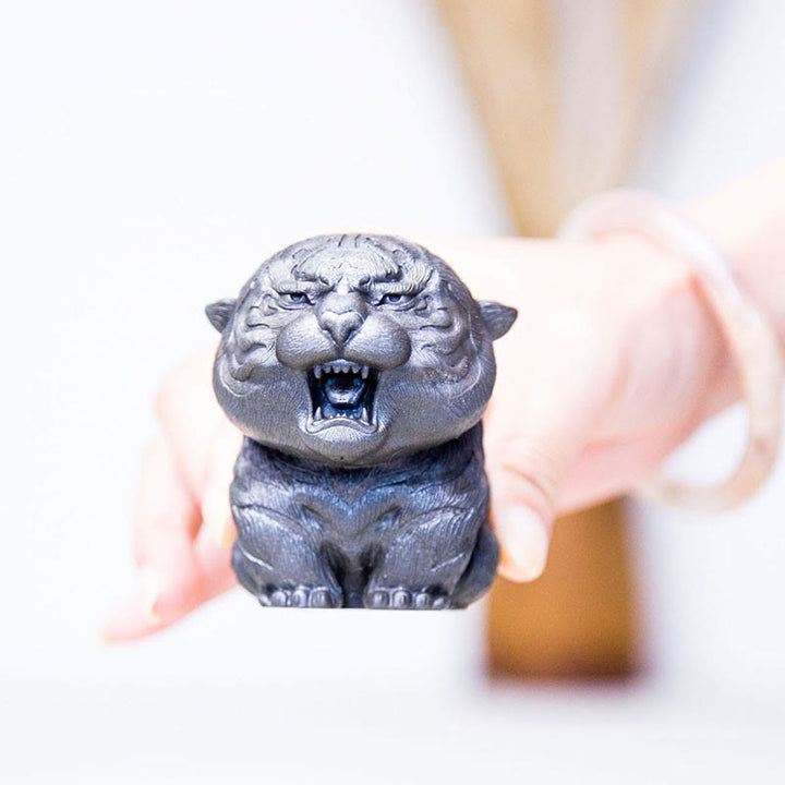 Buddha Stones Handmade Mini Roaring Tiger Iron Powder Rust Cast Resin Statue Home Decoration - image 21