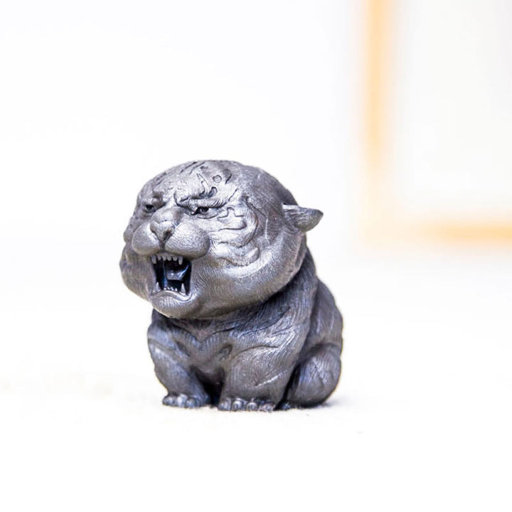 Buddha Stones Handmade Mini Roaring Tiger Iron Powder Rust Cast Resin Statue Home Decoration - image 25