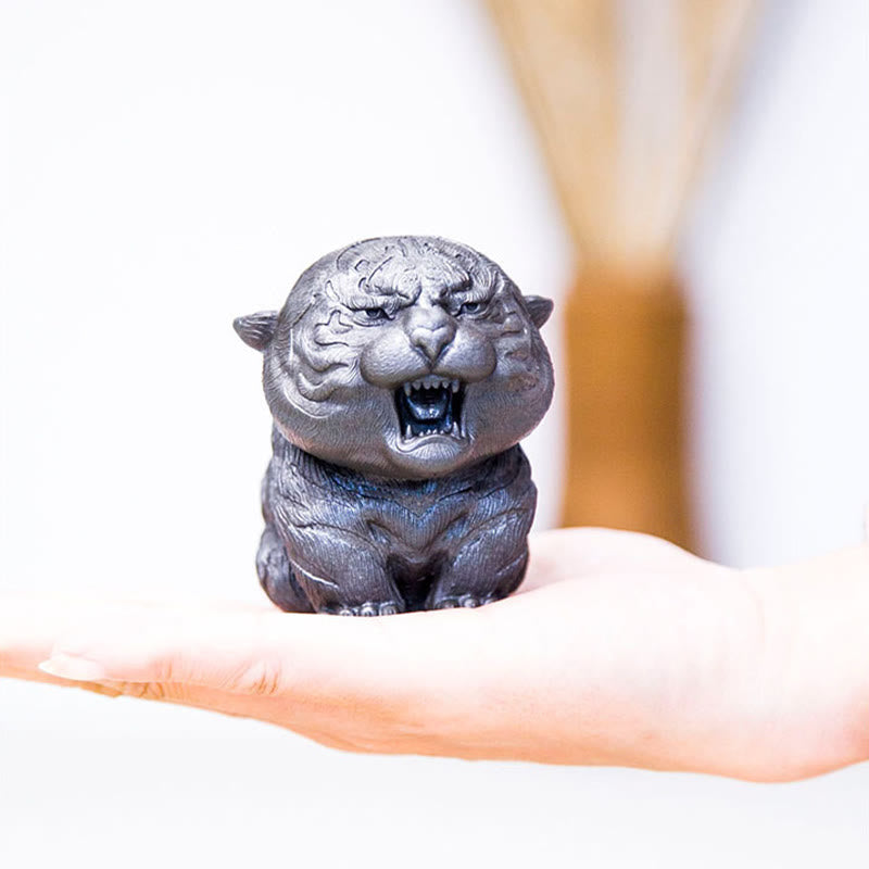 Buddha Stones Handmade Mini Roaring Tiger Iron Powder Rust Cast Resin Statue Home Decoration - image 22