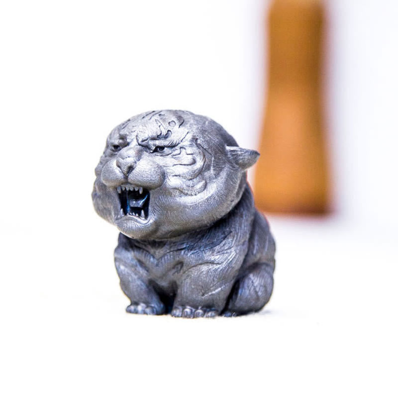 Buddha Stones Handmade Mini Roaring Tiger Iron Powder Rust Cast Resin Statue Home Decoration - image 27