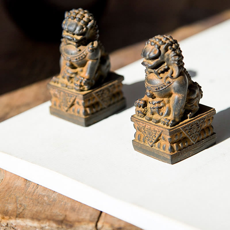 Buddha Stones Handmade Lion Fu Foo Dogs Iron Powder Rust Cast Resin Statue Ward Off Evil Protection Home Decoration - image 38