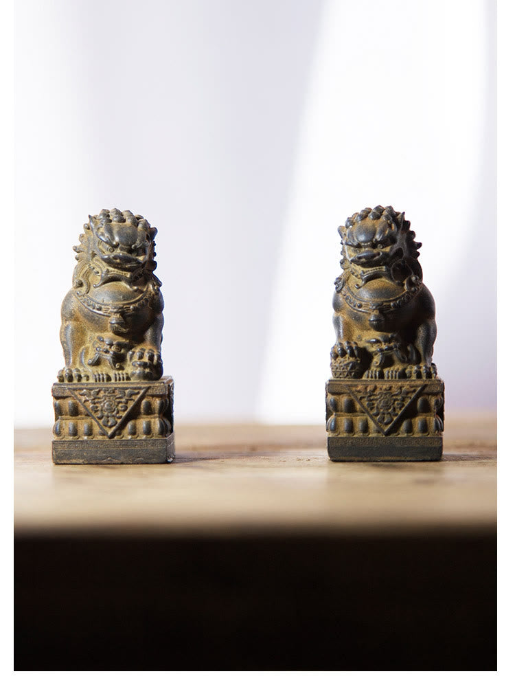 Buddha Stones Handmade Lion Fu Foo Dogs Iron Powder Rust Cast Resin Statue Ward Off Evil Protection Home Decoration - image 29