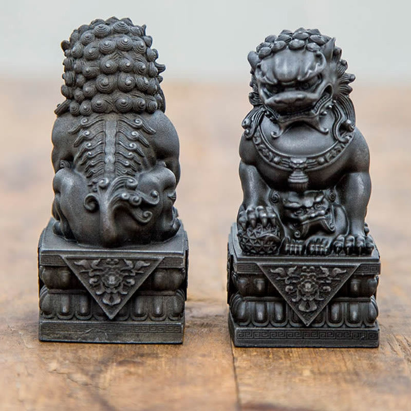 Buddha Stones Handmade Lion Fu Foo Dogs Iron Powder Rust Cast Resin Statue Ward Off Evil Protection Home Decoration - image 19