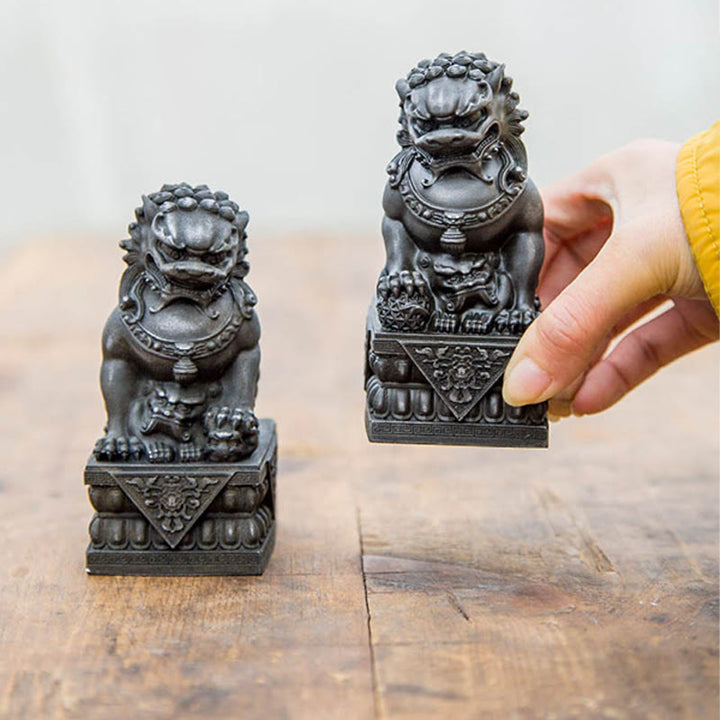 Buddha Stones Handmade Lion Fu Foo Dogs Iron Powder Rust Cast Resin Statue Ward Off Evil Protection Home Decoration - image 8
