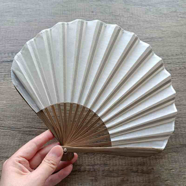 Buddha Stones Retro Solid Color Shell Shape Handheld Bamboo Folding Fan - WhiteSmoke 22cm - image 12