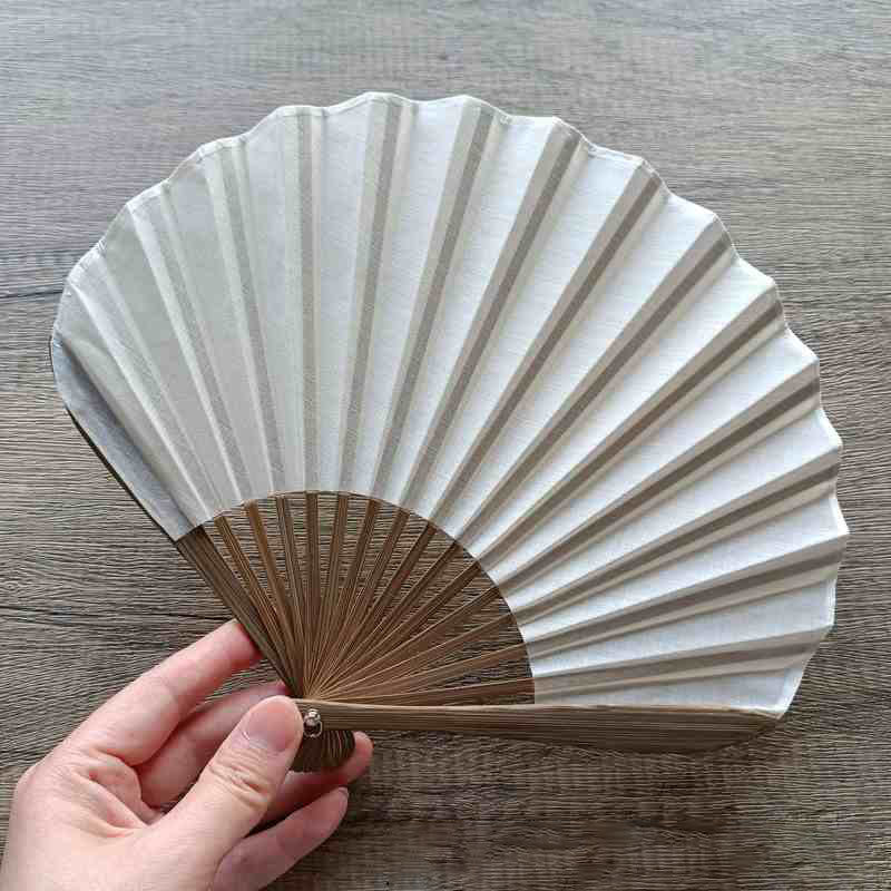 Buddha Stones Retro Solid Color Shell Shape Handheld Bamboo Folding Fan - WhiteSmoke 22cm - image 12