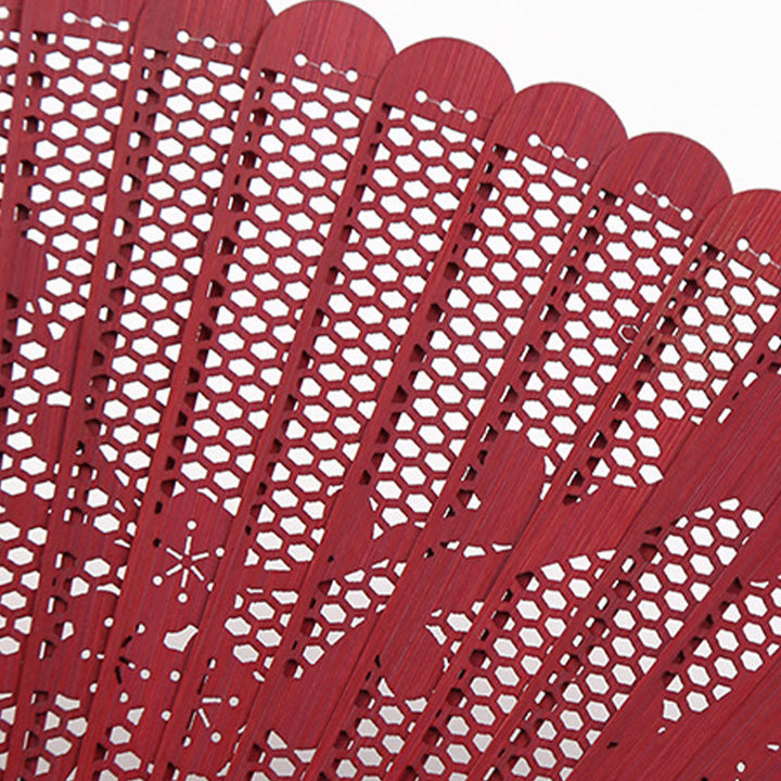 Buddha Stones Retro Bamboo Hollow Engraving Handheld Bamboo Folding Fan - image 7